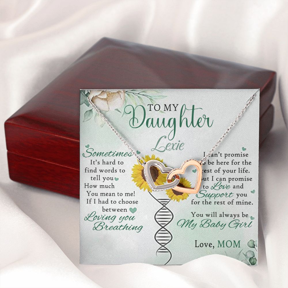 Jewelry Pendant Present for Daughter, To My Daughter Gift Necklace from Mom, Mother Daughter Gift Ideas, Birthday Christmas Gift Graduation Gifts for Daughters, Mother and Daughter Necklace 17 Interlocking Hearts Necklace