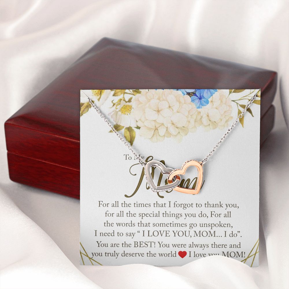 To My Mom Necklace, Gift For Mom, Mother's Day Gift from Daughter, Mom Jewelry Gift for Mothers Day, Birthday Gift for Mother, Moms Gift from Daughter Son, Necklace for Mom Mother 16 Interlocking Hearts Necklace