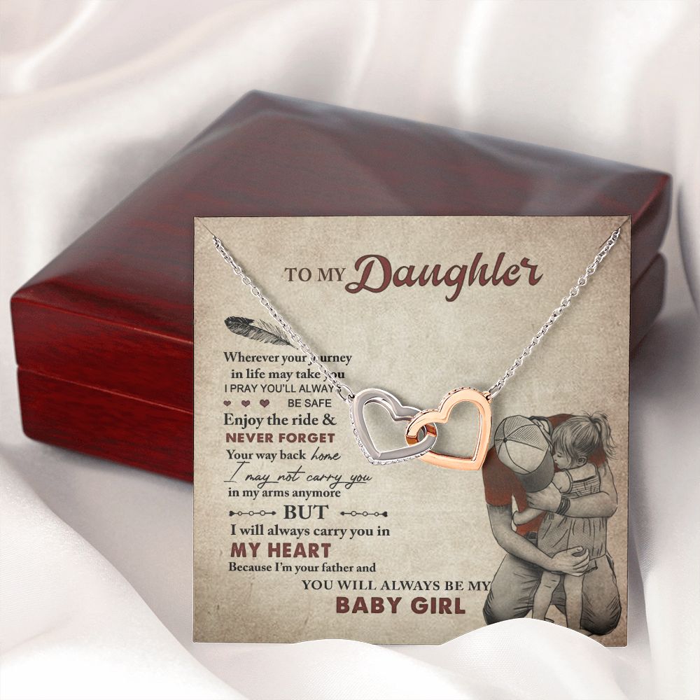 To My Daughter Necklaces Pendants - Father and Daughter Necklace - Gift from Daddy - Luxury Necklace Silver On Birthday, Anniversary - Includes Gift Box Interlocking Hearts Necklace