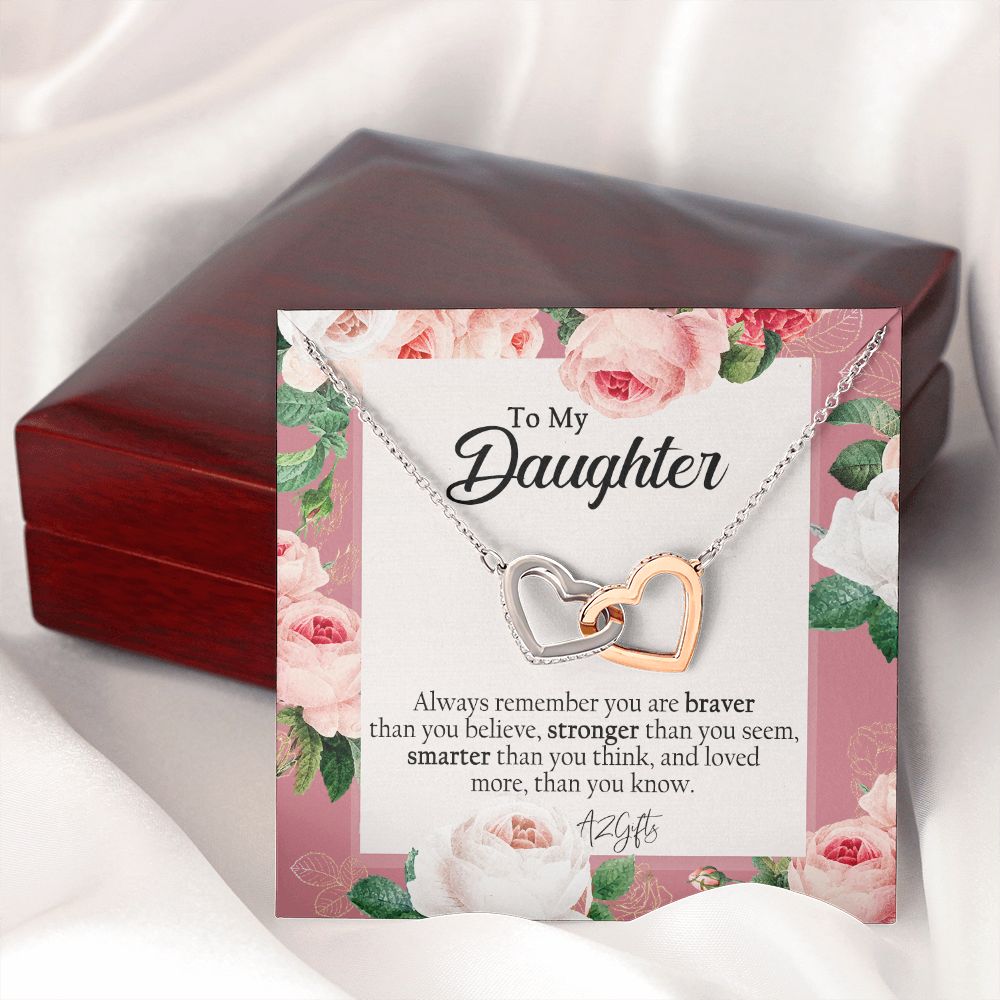 To My Daughter Gift Necklace from Mom, Mother and Daughter Necklace for Girls, Mother Daughter Gift Ideas, Jewelry Pendant Interlocking Hearts Necklace