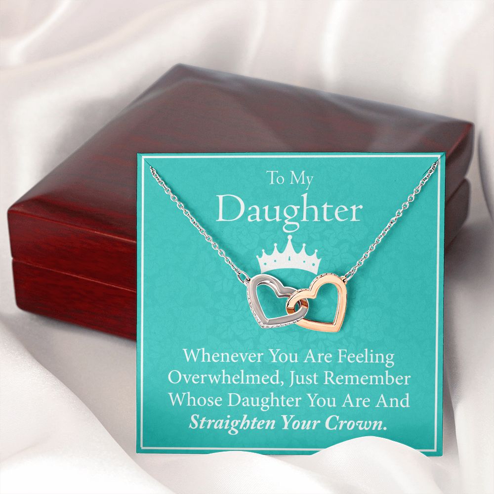 Jewelry Pendant Present for Daughter, To My Daughter Gift Necklace from Mom, Mother Daughter Gift Ideas, Birthday Christmas Gift Graduation Gifts for Daughters, Mother and Daughter Necklace 15 Interlocking Hearts Necklace