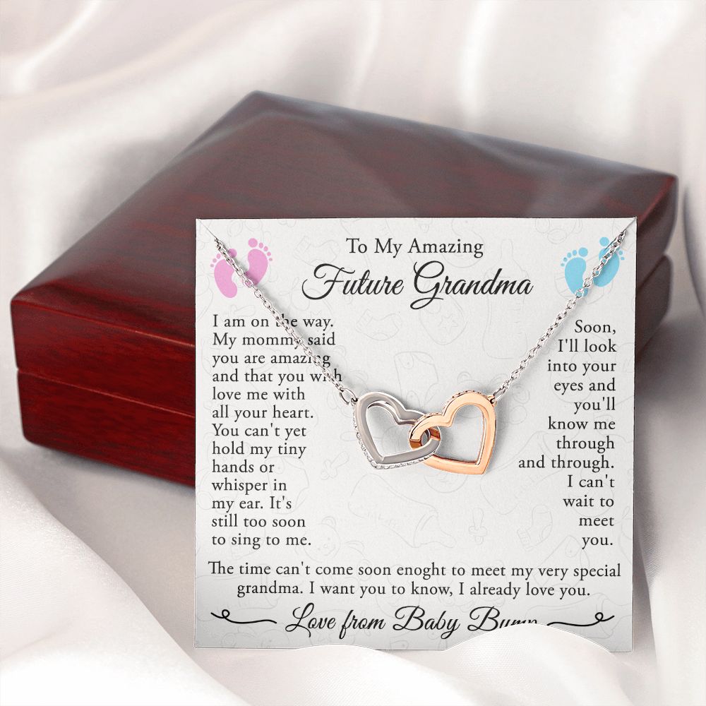 To My Grandmother Necklace, Gift for Grandmother Necklace, Mothers Day Gift For Grandma Nana, Grandma Jewelry From Grandchildren GrandKids , Jewelry Box Gift For Grandma Grandmother4 Interlocking Hearts Necklace