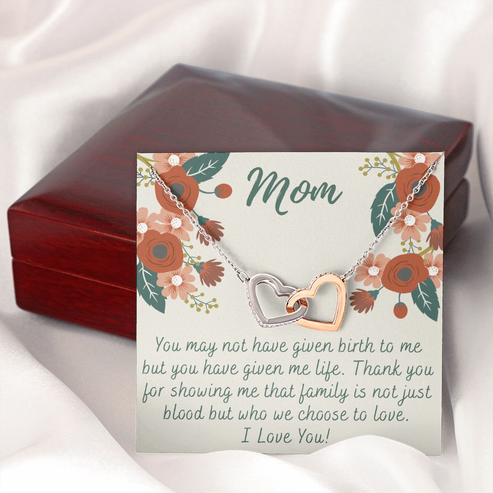 To My Mom Love Knot Necklace Gift for Stepmom Birthday Present Idea for Mother Interlocking Hearts Necklace