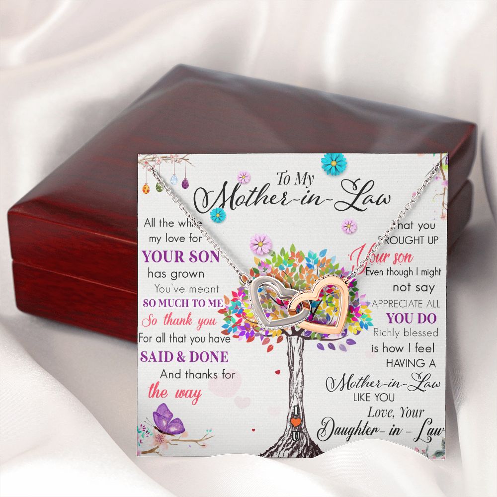 Mother in Law Necklace, Jewelry for Women, Future Mother in Law Gifts from Daughter in Law, Mother of Bride Gifts For Mother in Law, Birthday Gifts For Mother In Law From Daughter In Law72323 Interlocking Hearts Necklace