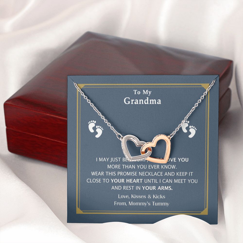 To My Grandma Necklace, Gift for Grandmother Necklace, Mothers Day Gift For Grandma Nana, Grandma Jewelry From Grandchildren GrandKids , Jewelry Box Gift For Grandma Grandmother17 Interlocking Hearts Necklace