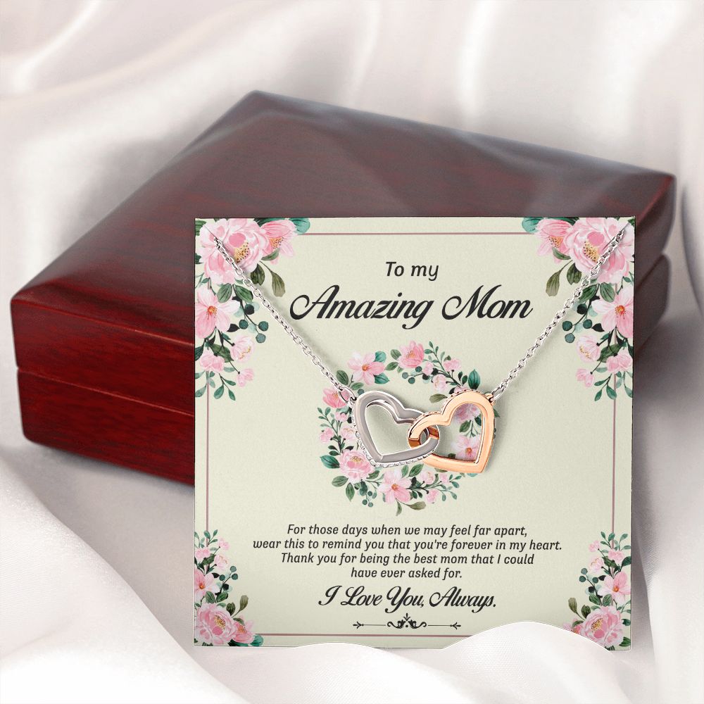 To My Mom Necklace, Gift For Mom, Mother's Day Gift from Daughter, Mom Jewelry Gift for Mothers Day, Birthday Gift for Mother, Moms Gift from Daughter Son, Necklace for Mom Mother17 Interlocking Hearts Necklace