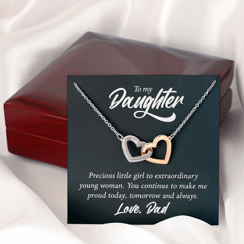 To My Daughter Necklaces Pendants - Father and Daughter Necklace - Gift from Daddy - Luxury Necklace Silver On Birthday, Anniversary - Includes Gift Box Interlocking Hearts Necklace