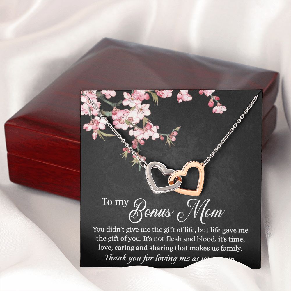 To My Bonus Mom Necklace, Gifts for Step Mom, Bonus Mom Necklace from Bonus Daughter Son, Necklaces for Women, Mothers Day Gift for Stepmom, Mother in Law Gift from Daughter in Law Interlocking Hearts Necklace