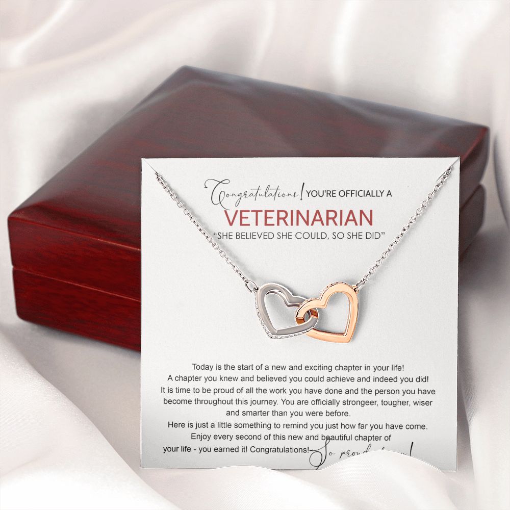 Veterinarian Graduation Gift Necklace, Doctor of Veterinary Medicine Degree Graduation Gifts Necklace Congrats Graduation Pendants Veterinarian Necklace Gift For Her Daughter Granddaughter Interlocking Hearts Necklace