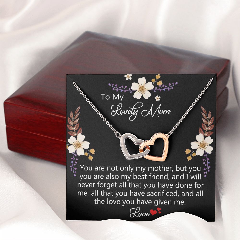 To My Mom Necklace, Gift For Mom, Mother's Day Gift from Daughter, Mom Jewelry Gift for Mothers Day, Birthday Gift for Mother, Moms Gift from Daughter Son, Necklace for Mom Mother15 Interlocking Hearts Necklace