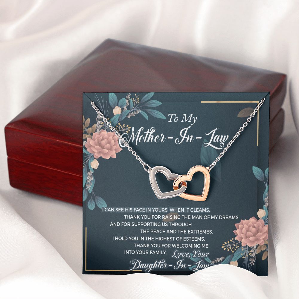 Mother in Law Necklace, Jewelry for Women, Future Mother in Law Gifts from Daughter in Law, Mother of Bride Gifts For Mother in Law, Birthday Gifts For Mother In Law From Daughter In Law2 Interlocking Hearts Necklace