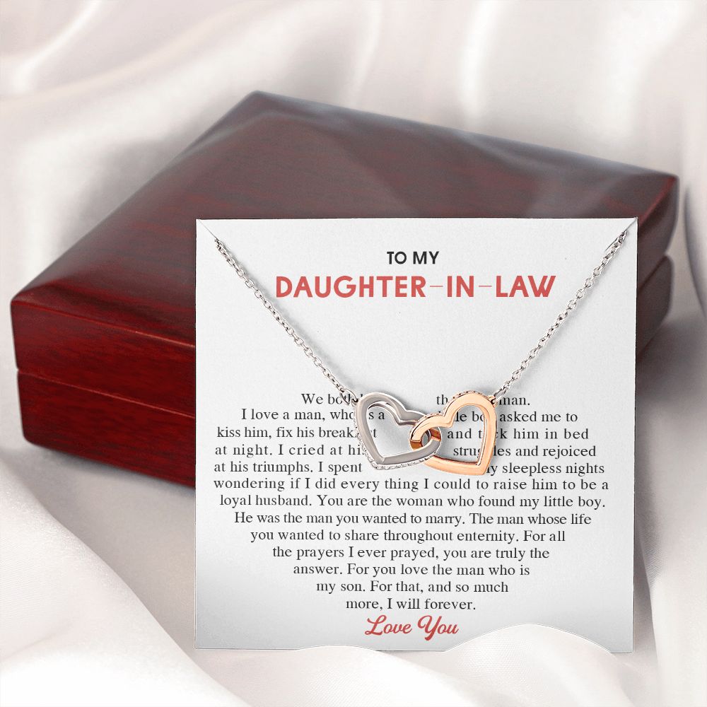 To My Daughter-in-Law Alluring Beauty Necklace Birthday Graduation Gift For Her Interlocking Hearts Necklace