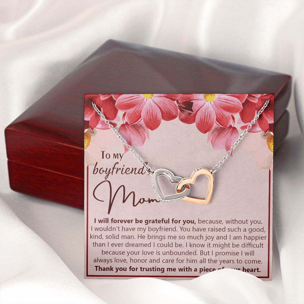 To My Boyfriend's Mom Necklace Jewelry Gift, Mother's Day Gift, Birthday Gift For Boyfriend's Mom, Boyfriend's Mom Meaningful Gift Interlocking Hearts Necklace