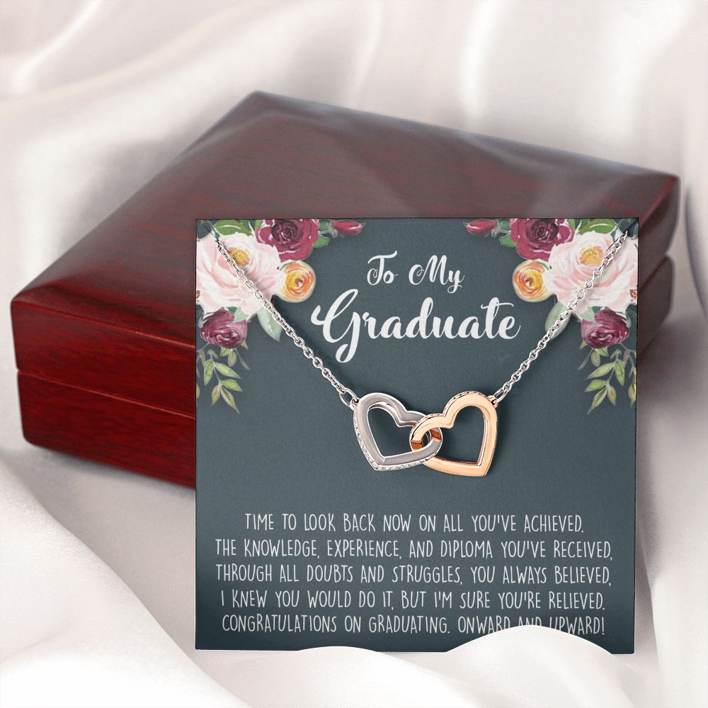 Graduation Gift Necklace for Girls Jewelry, College, High School, Elementary School, Senior Graduation Congrats Graduation Pendants Gift For Daughter, Granddaughter, Niece, Sister Interlocking Hearts Necklace