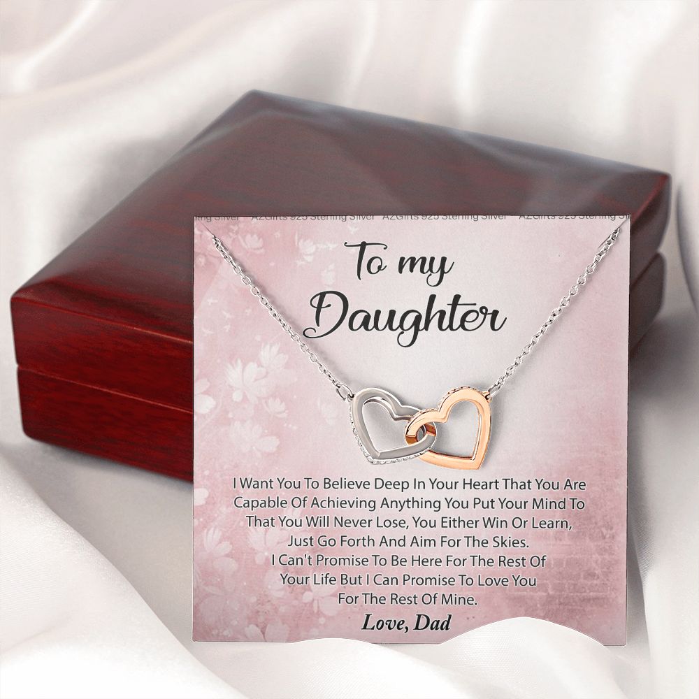 To My Daughter Necklace Gift From Mom I Love You Forever and Always Hearts Necklace For Daughter Present for Birthday Anniversary Christmas Valentine's Day Interlocking Hearts Necklace