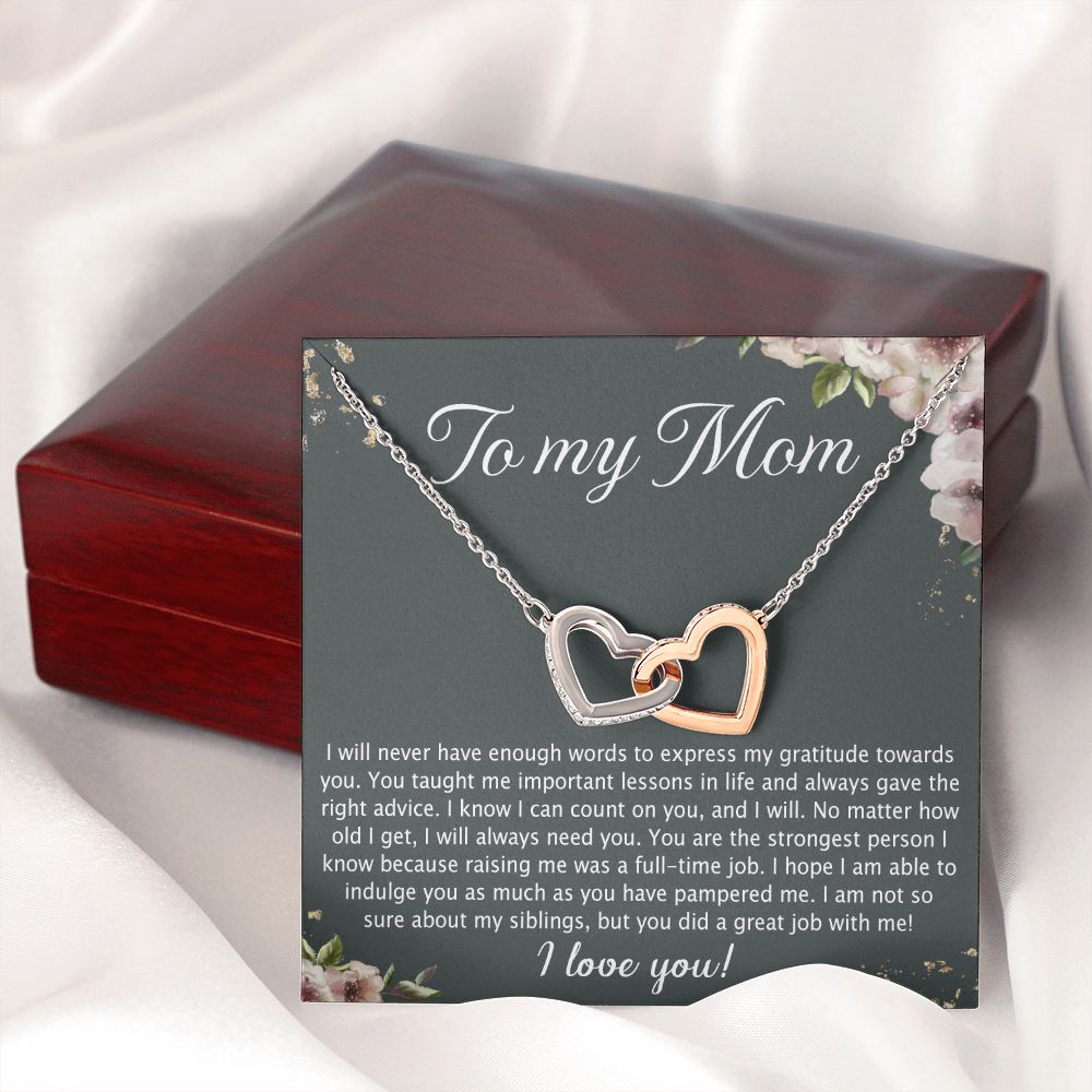 To My Mother Mom Best Friend In Law Bonus Step For Mother Day Birthday Wedding Engagement From Son Daughter Step In Law Necklace Gift Interlocking Hearts Necklace