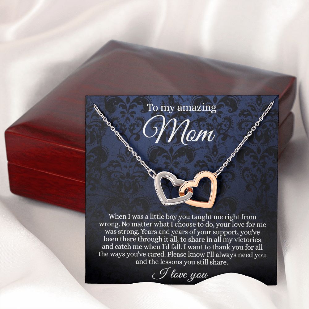 Gift for Mom Necklace, To My Beautiful Mom Love Knot Necklace Card, Mother’s Day Gift For Mom From Son, Thank You Mom Gift, Custom Jewelry Necklace For Mom Interlocking Hearts Necklace