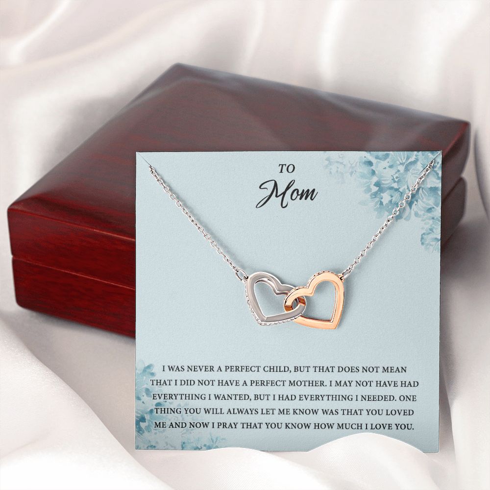 Mom Necklace Gifts for Mom from Daughter to Mom Gifts for Mothers Day from Daughter, To My Mom Necklace from Daughter to Mom Birthday Gifts Necklace with Message Card and Gift Box2227 Interlocking Hearts Necklace