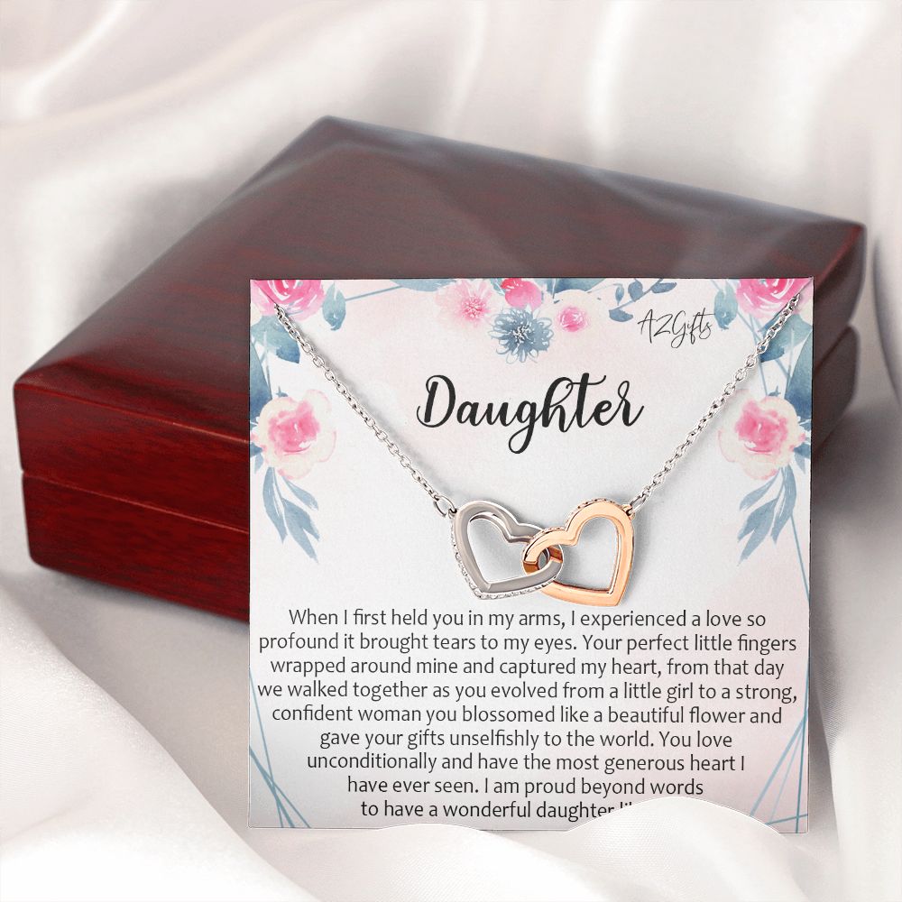 To My Daughter Gift Necklace from Mom, Mother and Daughter Necklace for Girls, Mother Daughter Gift Ideas, Jewelry Pendant Interlocking Hearts Necklace