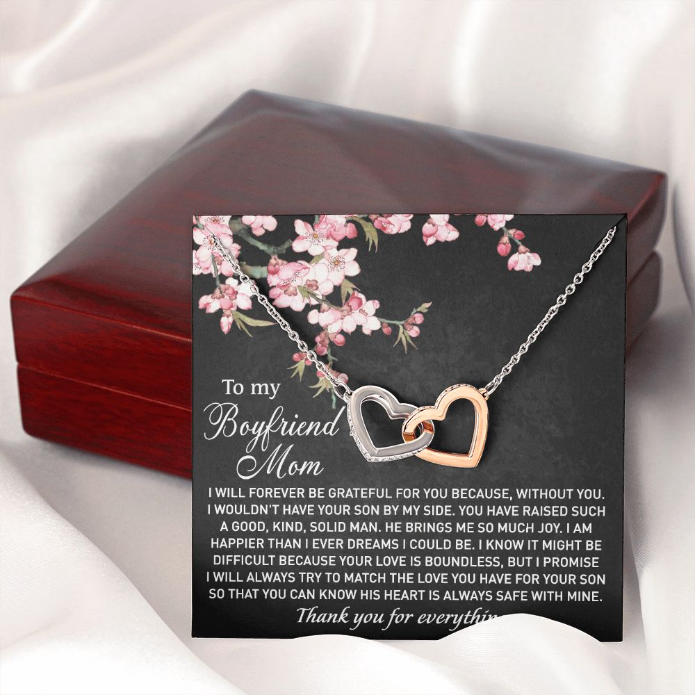 To My Boyfriend's Mom Necklace I Will Forever Be Grateful for You Love Knot Pendant Jewelry For Fiancé's Mom From Future Daughter In Law Interlocking Hearts Necklace