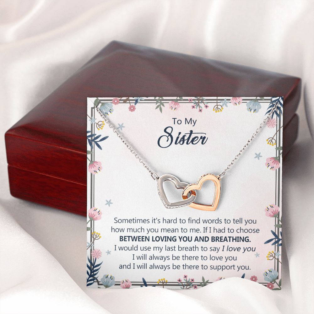 To My Sister Necklace Pendant Inspirational Jewelry For Women Teen Girl Family and Friendship Gifts Sisters Gifts Idea Sister Jewelry Necklace for Sisters Sentimental Gifts for Sister 301 Interlocking Hearts Necklace