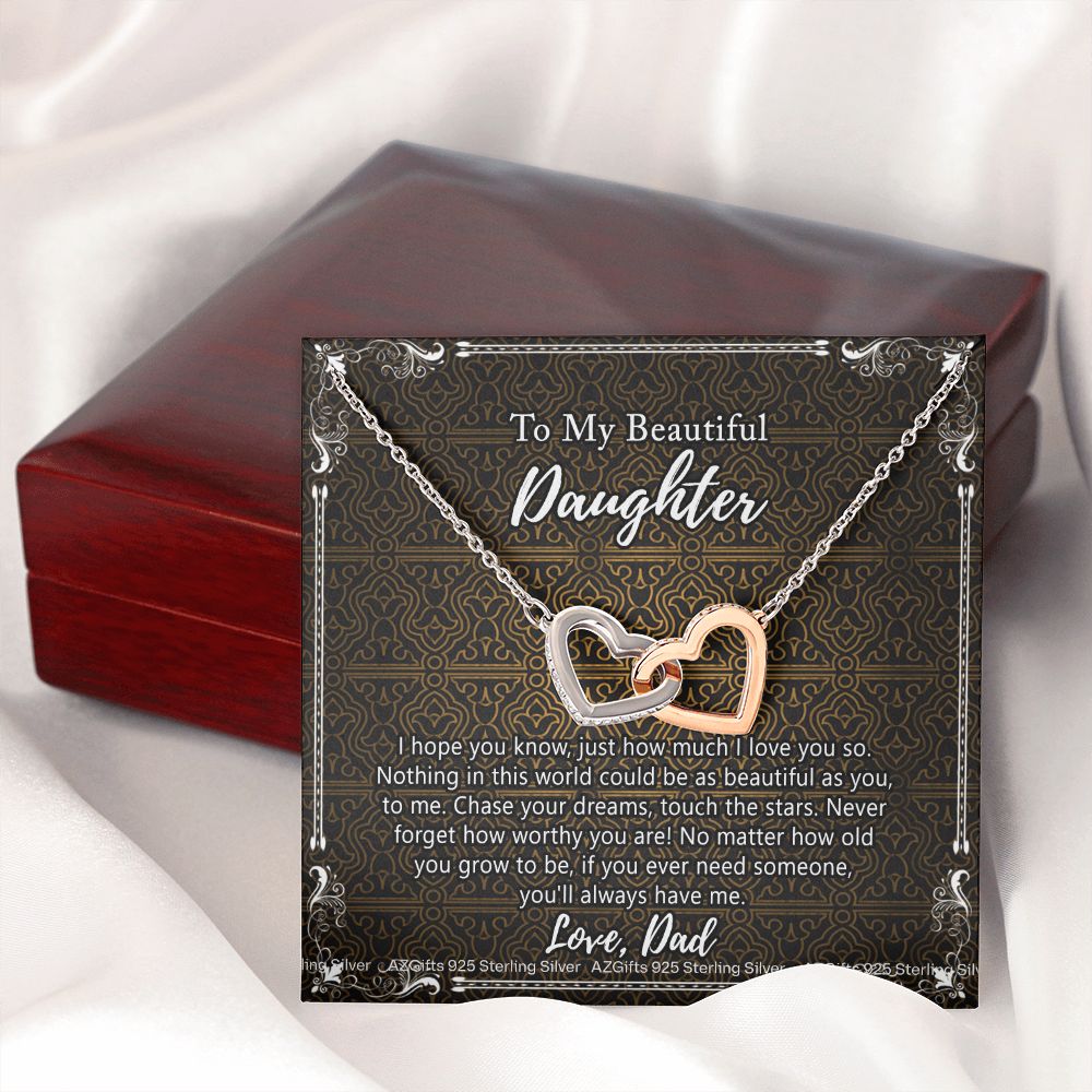 Daughter Gift From Dad Father To My Daughter Necklace for Daughter Jewelry Necklace Meaningful Jewelry Personalized Jewelry Gifts For Women Girls Her Interlocking Hearts Necklace