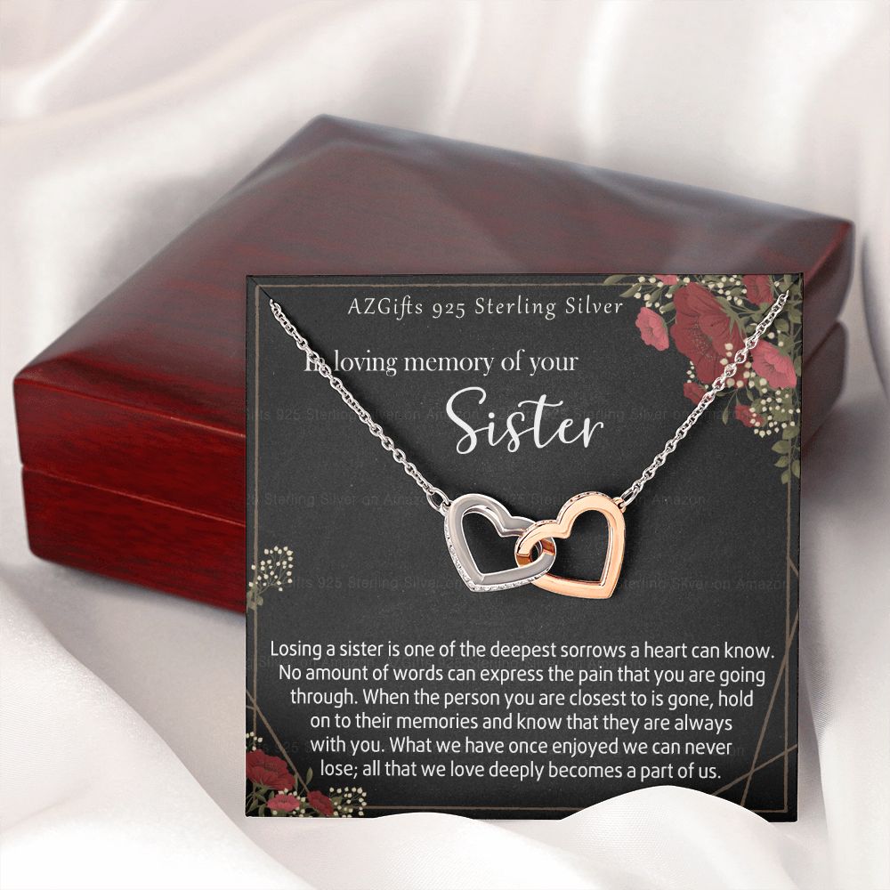 In Loving Memory Of Your Sister Necklace Memorial Gifts For Loss Of Sister Gift Mother Condolence Gift Grief Gift Remembrance Gifts for Bereavement Jewelry Gift for Women 301 Interlocking Hearts Necklace