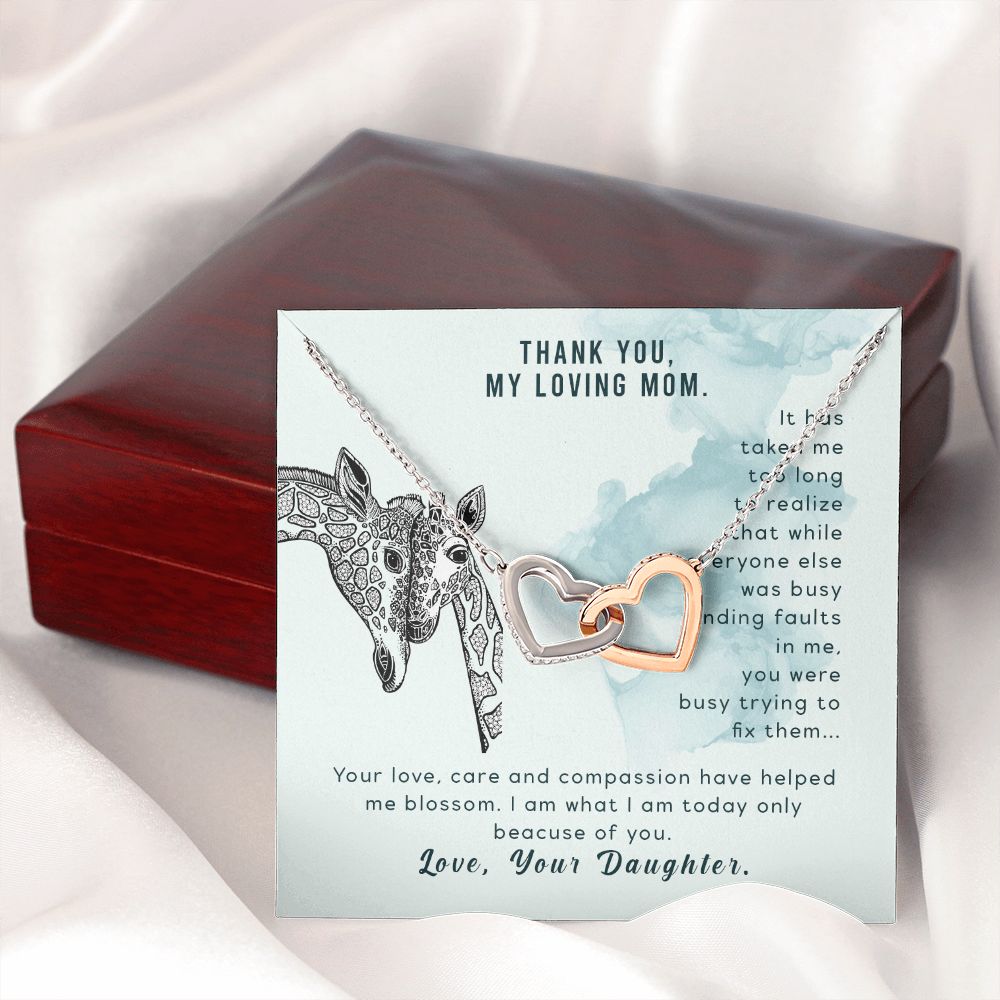 To My Thank You My Loving Mom Giraffe Necklace Pendant Gift From Mom Necklace Gift For To Daughter Birthday Daughter In Law Gift On Birthday Anniversary Gift 30821 Interlocking Hearts Necklace