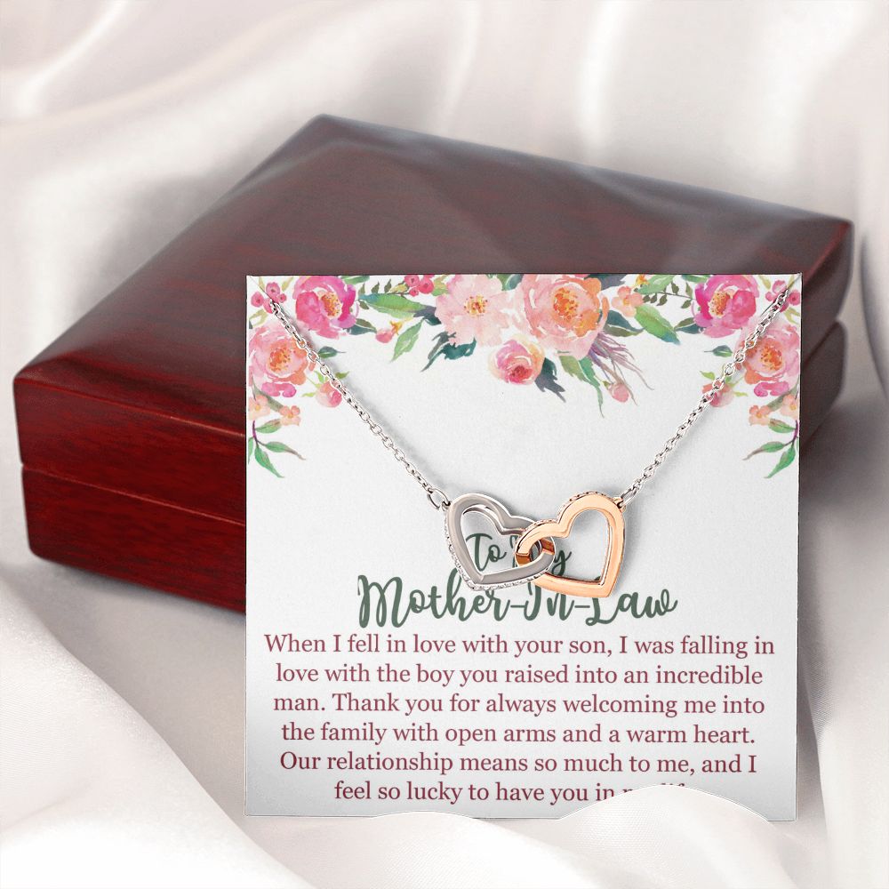 To My Mom In Law Necklace Pendant Gift From Son Happy Mother's Day Gift For Mom Birthday, Anniversary Love With Your Son Interlocking Hearts Necklace