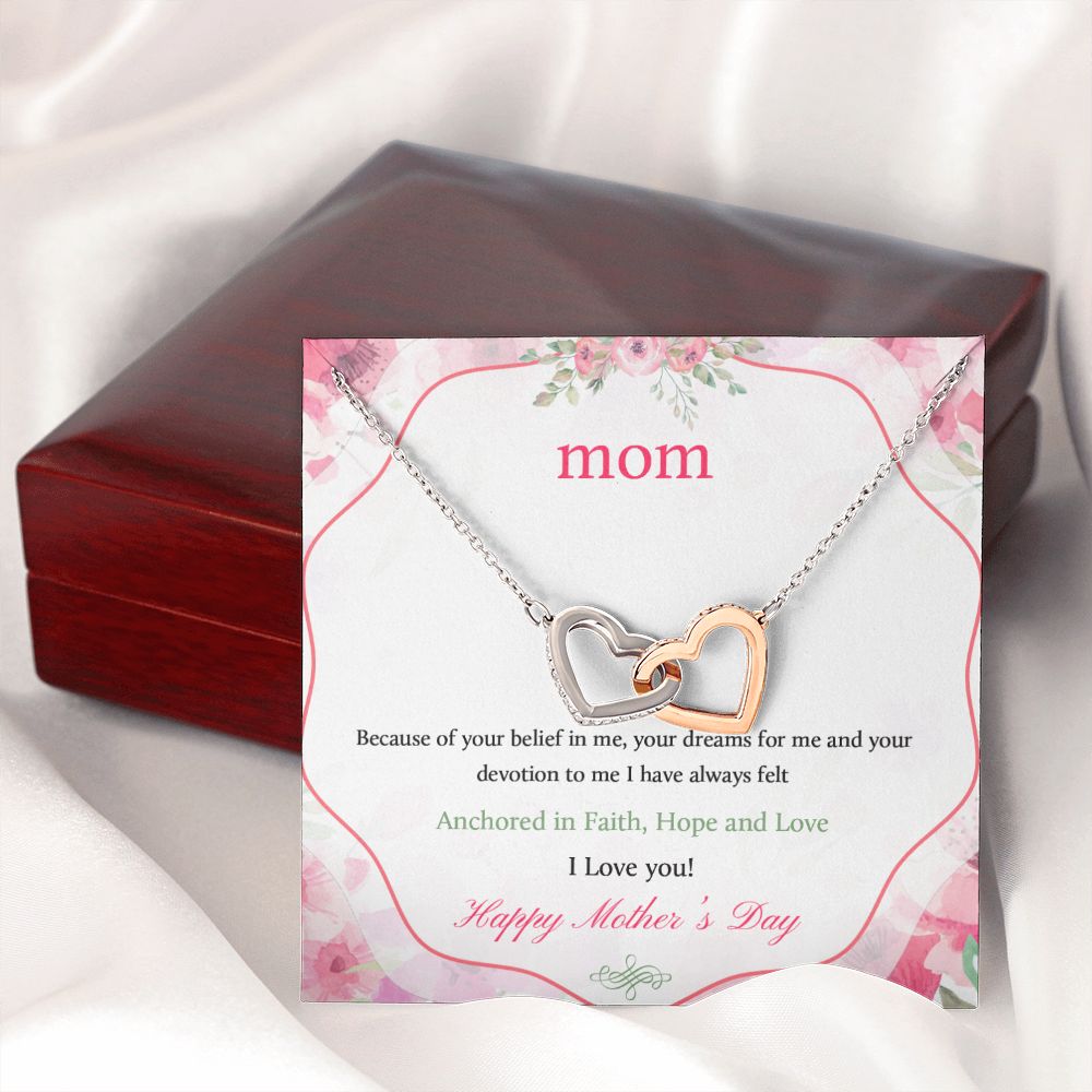 Mom Necklace Gifts for Mom from Daughter to Mom Gifts for Mothers Day from Daughter, To My Mom Necklace from Daughter to Mom Birthday Gifts Necklace with Message Card and Gift Box12 Interlocking Hearts Necklace