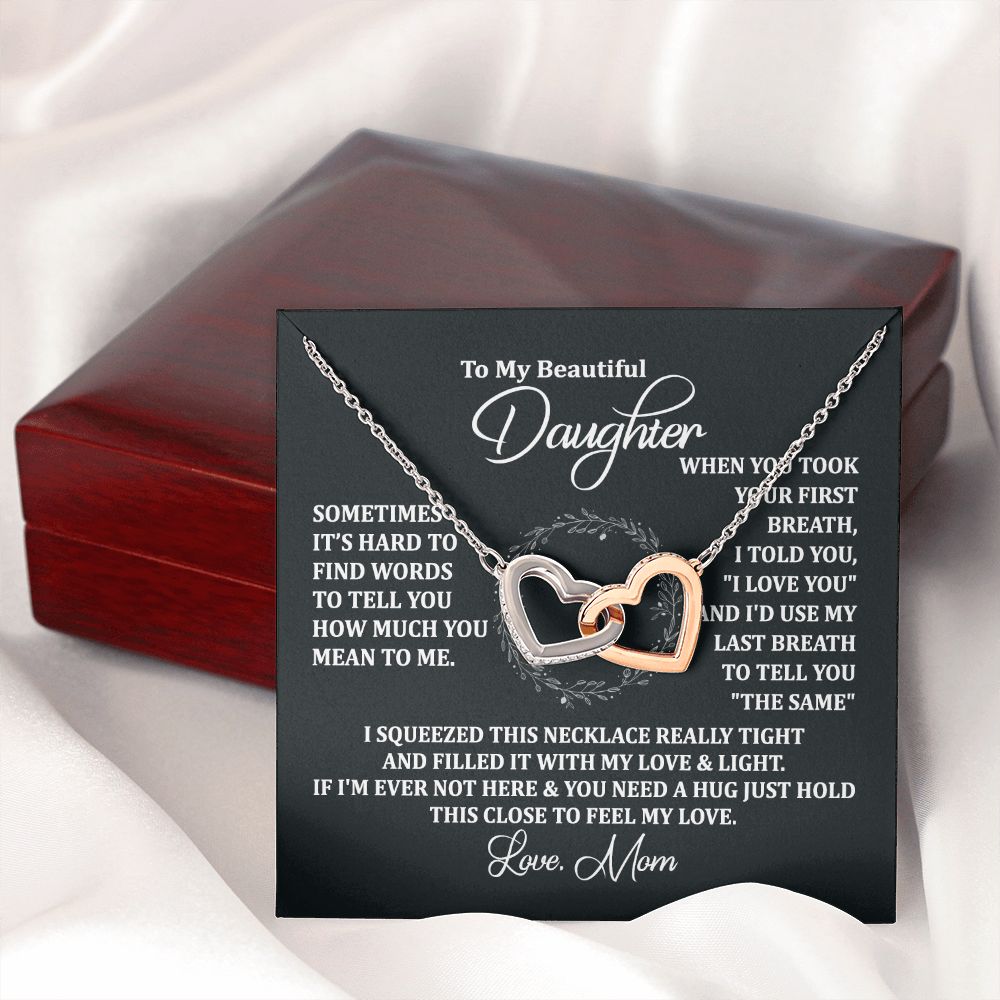 Mother Daughter Gift Ideas, To My Daughter Gift Necklace from Mom, Jewelry Pendant Present for Daughter, Birthday Christmas Gift Graduation Gifts for Daughters, Mother and Daughter Necklace 2135 Interlocking Hearts Necklace