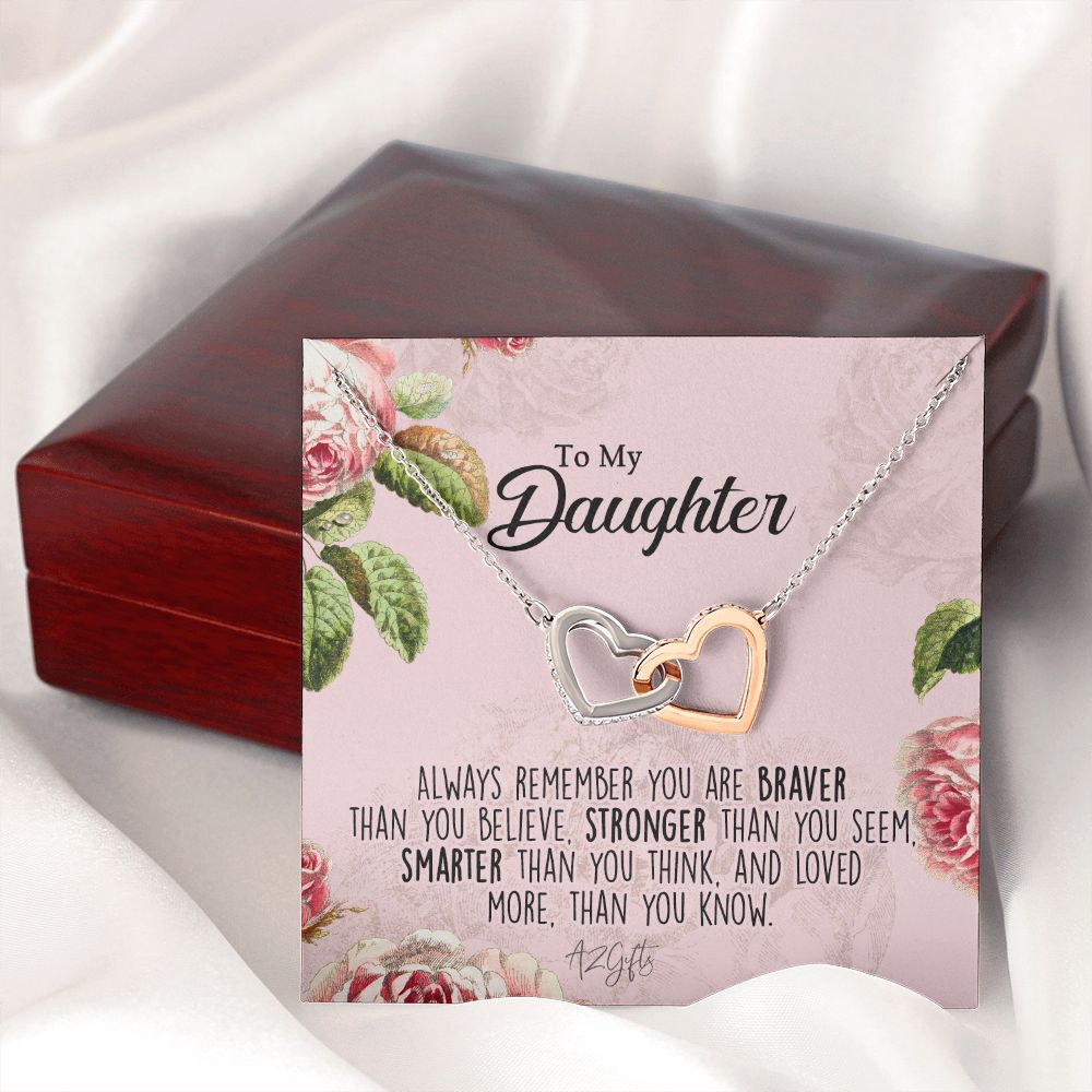 To My Daughter Gift Necklace from Mom, Mother and Daughter Necklace for Girls, Mother Daughter Gift Ideas, Jewelry Pendant Interlocking Hearts Necklace