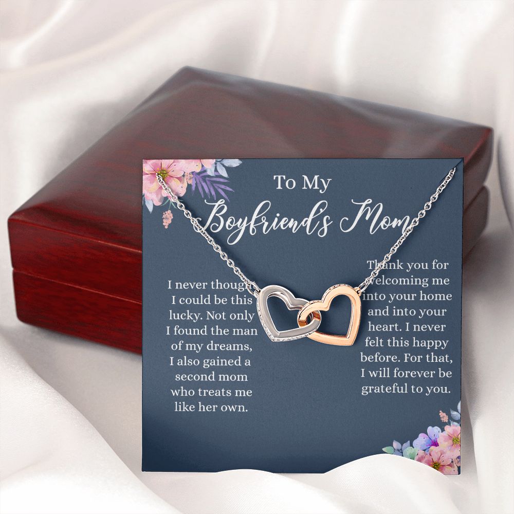 To My Boyfriends Mom Necklace, Gifts For Boyfriend Mom, Boyfriends Mom Birthday Gift, Boyfriend Mother Gift, Gifts for boyfriend mom, Boyfriend mom Mother's Day Gift Jewelry for Women Interlocking Hearts Necklace