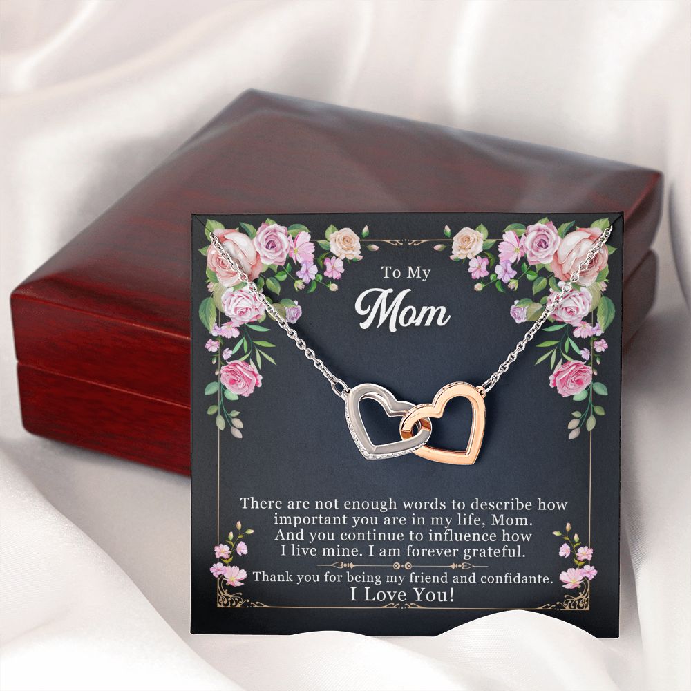 To My Mom Necklace Pendant Gift From Daughter Thank You For Being My Friend And Confidant With Message Card Gift For Mom Interlocking Hearts Necklace