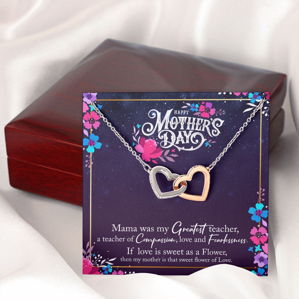 To My Mom Mother Necklace Pendant Gìt From Daughter Or Son Happy Mothers Day Mama Was My Greatest Teacher With Message Card Gift For Mom Interlocking Hearts Necklace