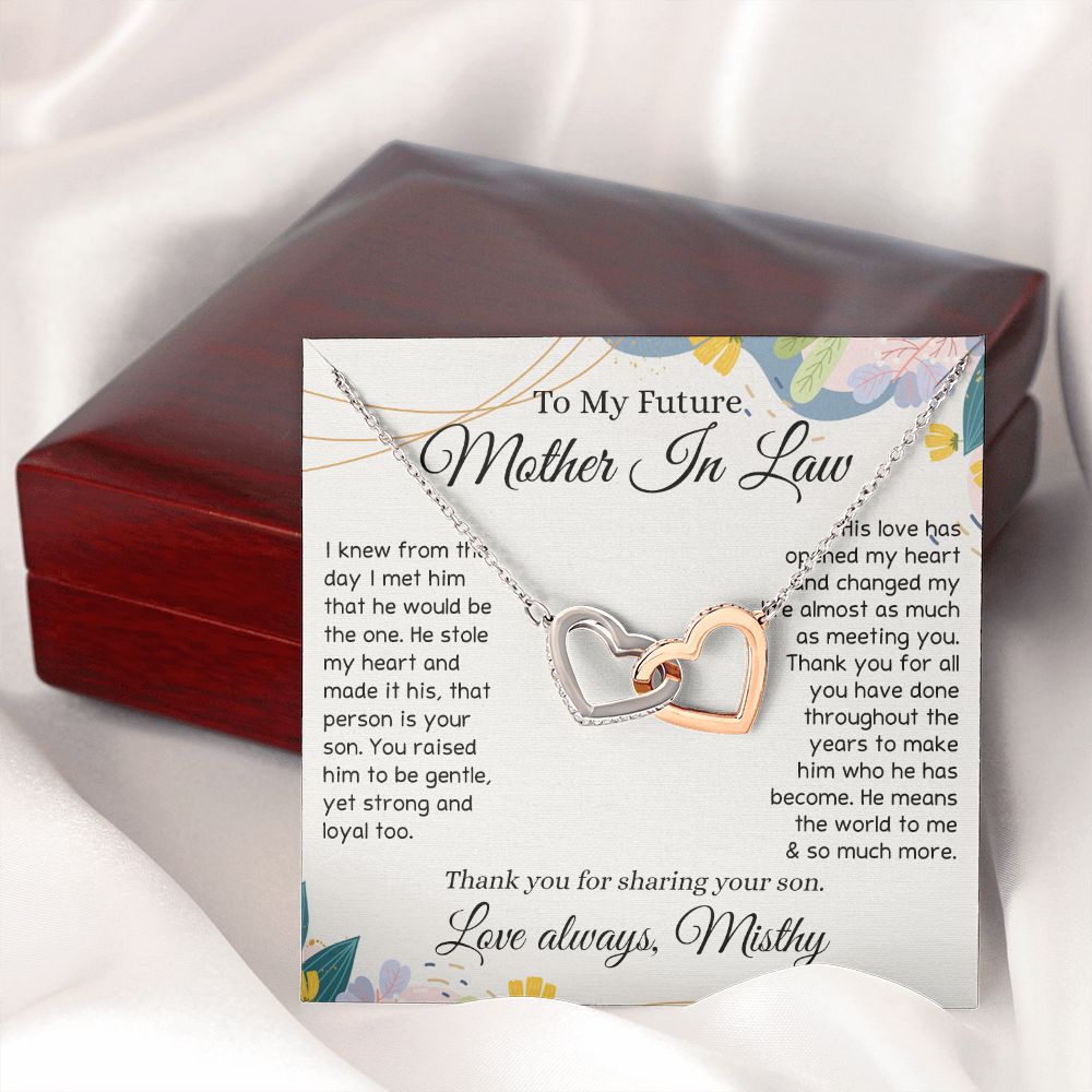 To My Future Mother In Law Necklace, Thoughtful Gift For Future Mother In Law, Wedding Gifts Mother In Law, Personalized Gift for Mother-In-Law, Wedding Gift Bride Groom To MIL Interlocking Hearts Necklace