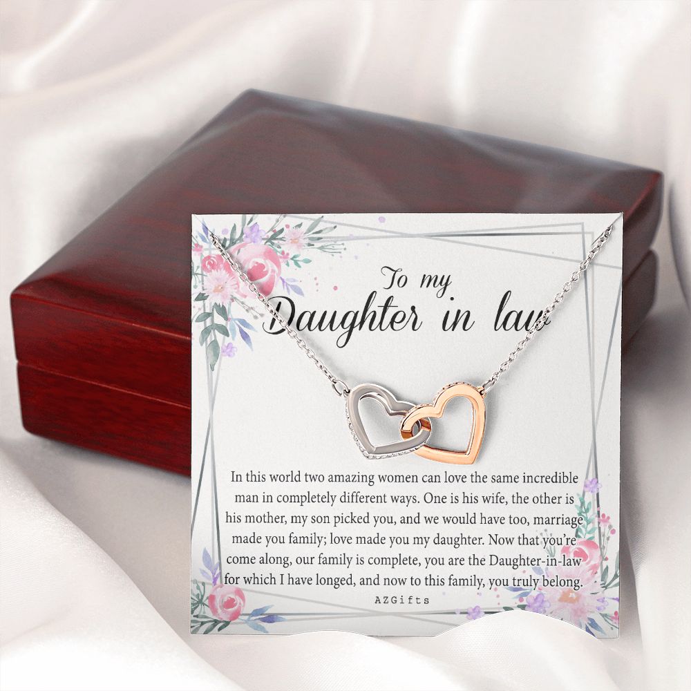 Daughter In Law Gifts Ideas, Daughter In Law Necklace, Gifts For Future Daughter In Law, Daughter In Law Birthday Gifts, Daughter-in-law Gifts From Mother In Law, Birthday Gifts For Daughter Interlocking Hearts Necklace