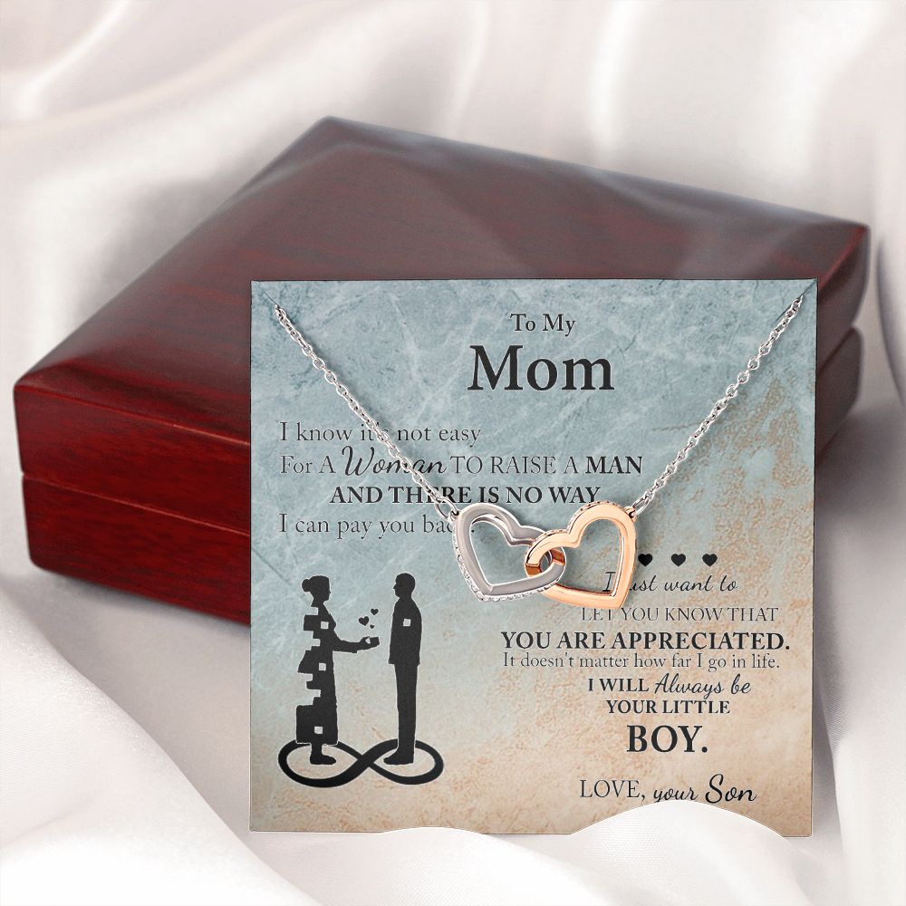 Mom Gift From Son To Mother Necklace Thoughtful Birthday Gift Sentimental Interlocking Hearts Necklace