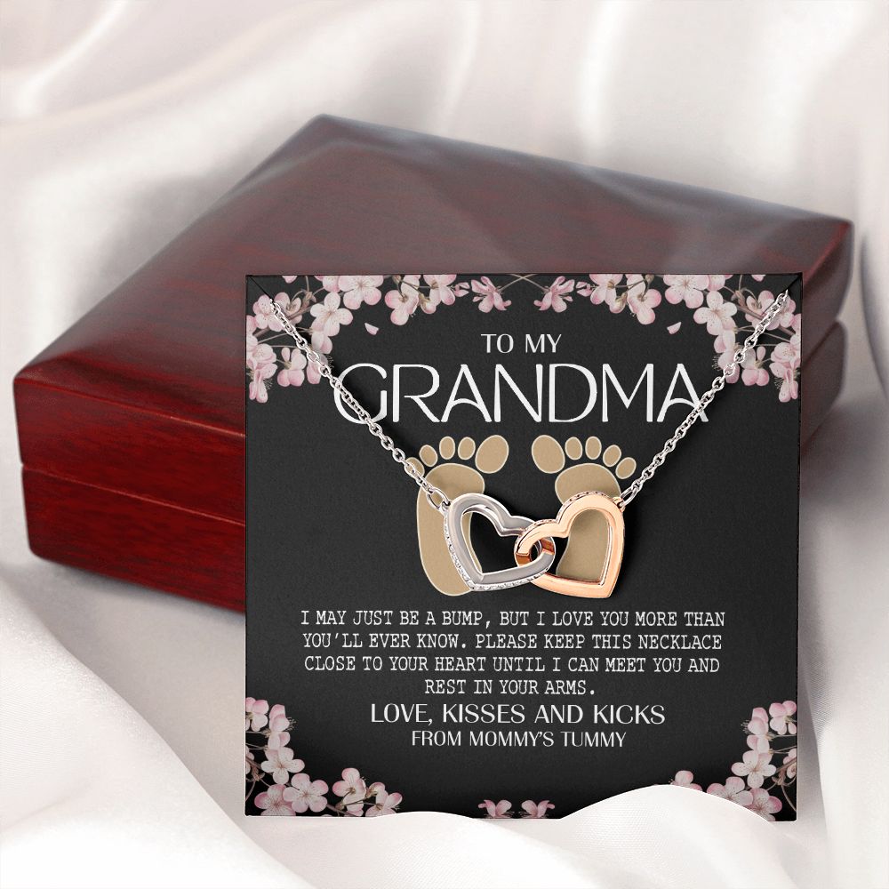 To My Grandma Necklace, Gift for Grandmother Necklace, Mothers Day Gift For Grandma Nana, Grandma Jewelry From Grandchildren GrandKids , Jewelry Box Gift For Grandma Grandmother16 Interlocking Hearts Necklace