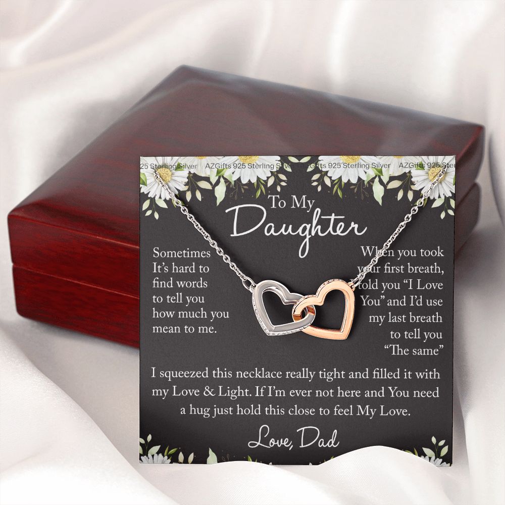 To My Daughter Necklace from Dad Father Daughter Birthday Gift For Daughter From Dad Graduation Gift for Her Girls Teen Girl Necklace Gift From Dad Gift For Daughter Interlocking Hearts Necklace