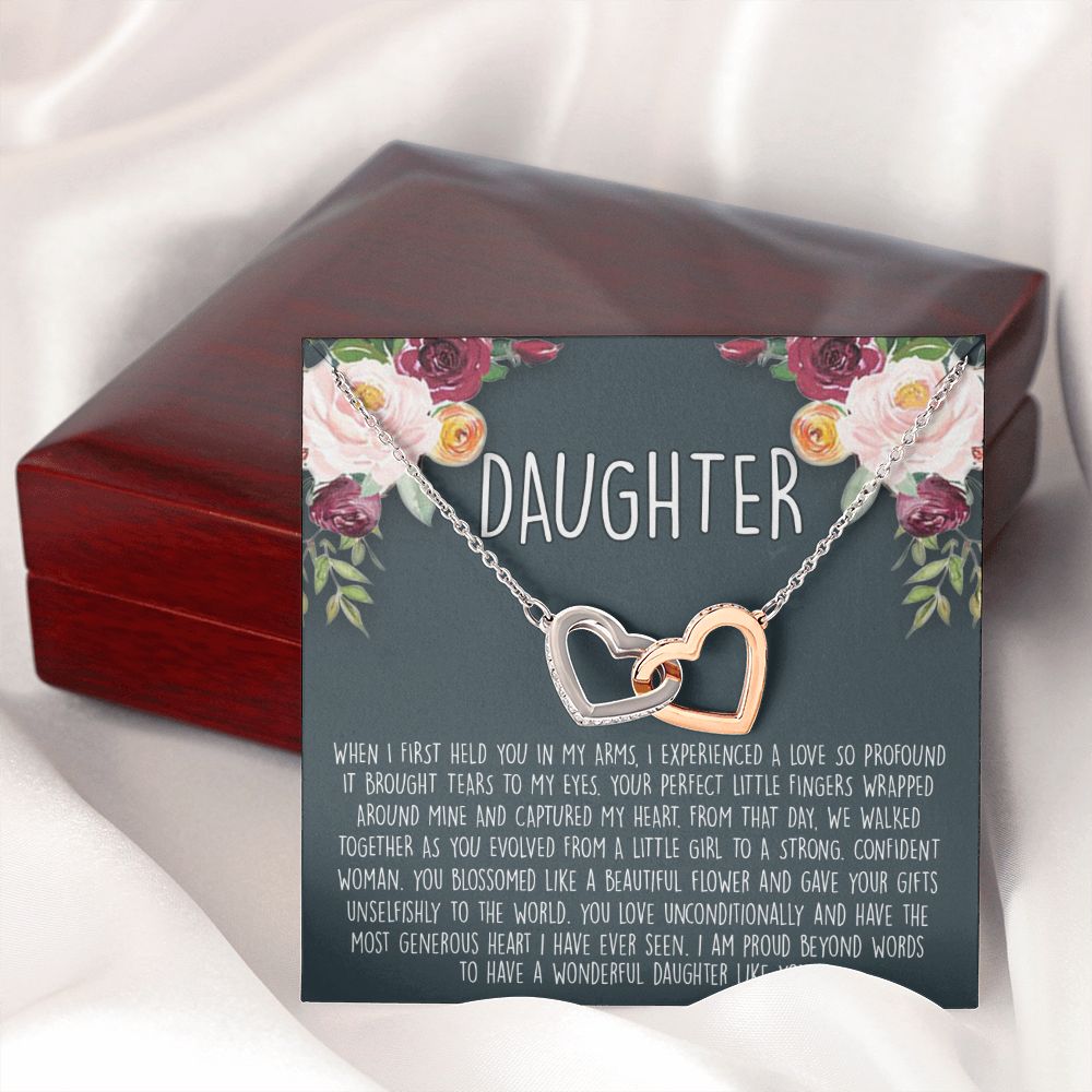 Daughter Necklace Gift for Daughter, Daughter Jewelry, Mother Daughter Interlocking Hearts Necklace