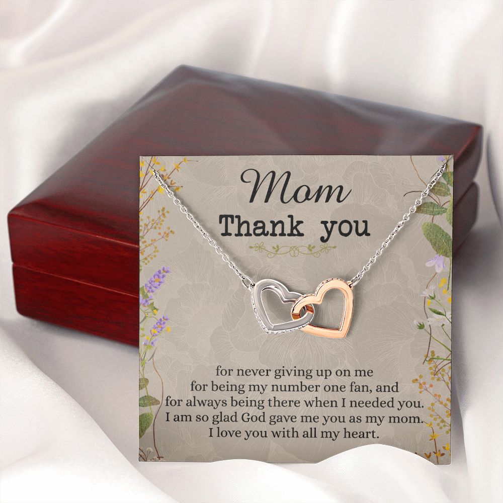 To My Mom Necklace, Thank you Mom Gift, Gift for Mom, Mother's Day Gift from Daughter, Mother Daughter gift, Gift from child, Gift for Mom, Mothers Day Necklace for Women Interlocking Hearts Necklace