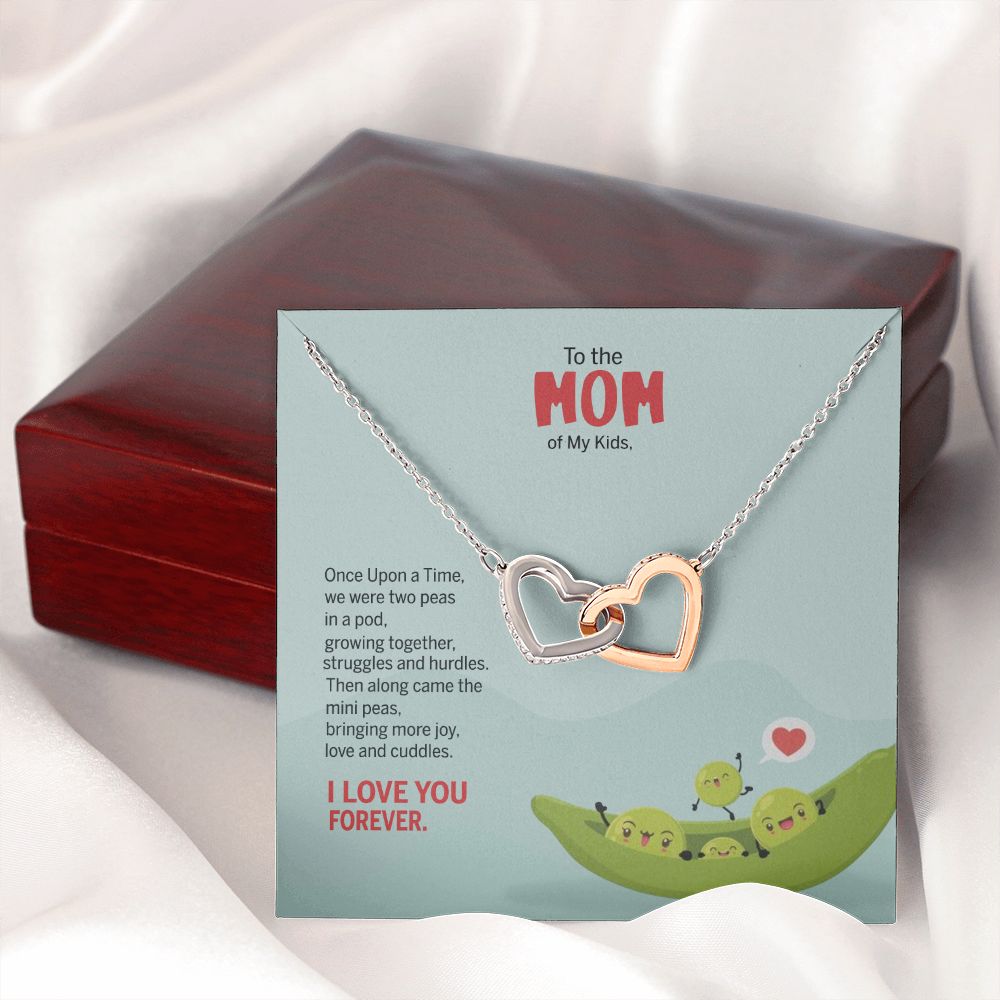 To My Mom Peas Pod Necklace From Kids, Gift For Mom On Mother's Day Jewelry Mom Interlocking Hearts Necklace