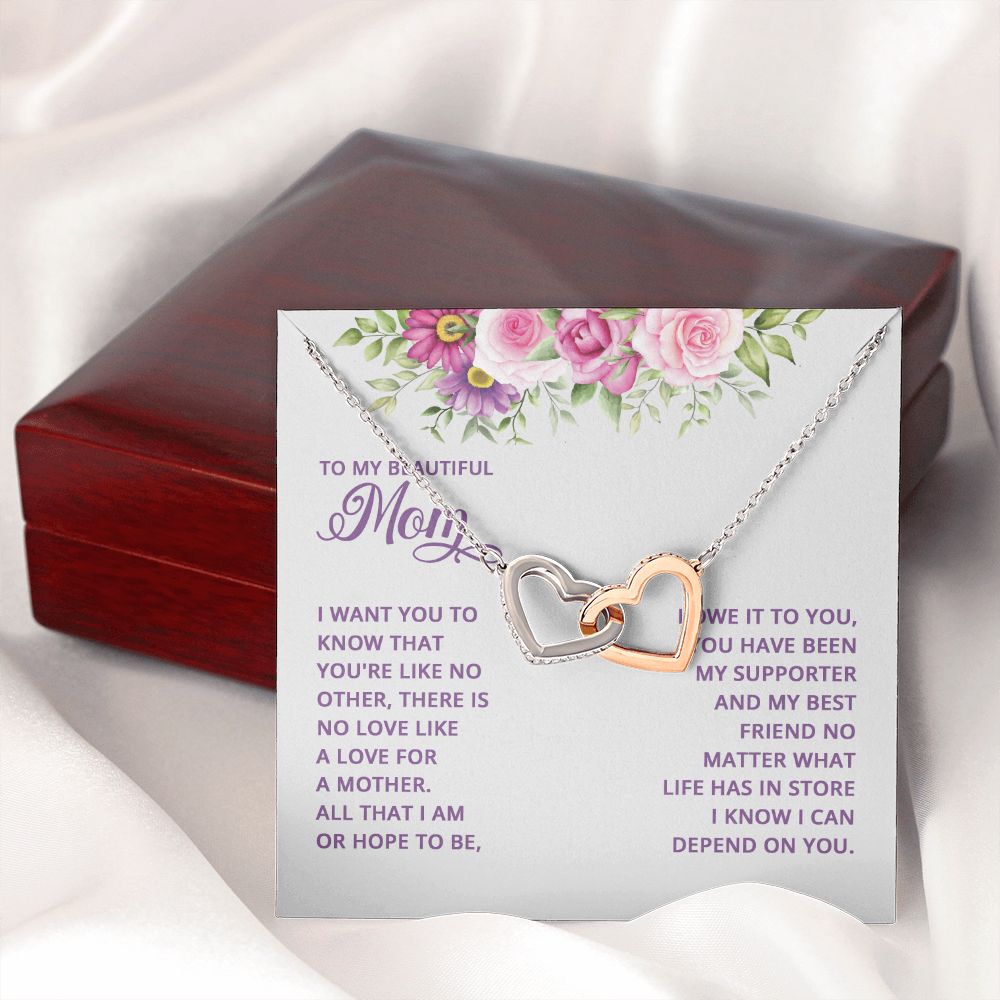 Mom Necklace Gifts for Mom from Daughter to Mom Gifts for Mothers Day from Daughter, To My Mom Necklace from Daughter to Mom Birthday Gifts Necklace with Message Card and Gift Box17 Interlocking Hearts Necklace