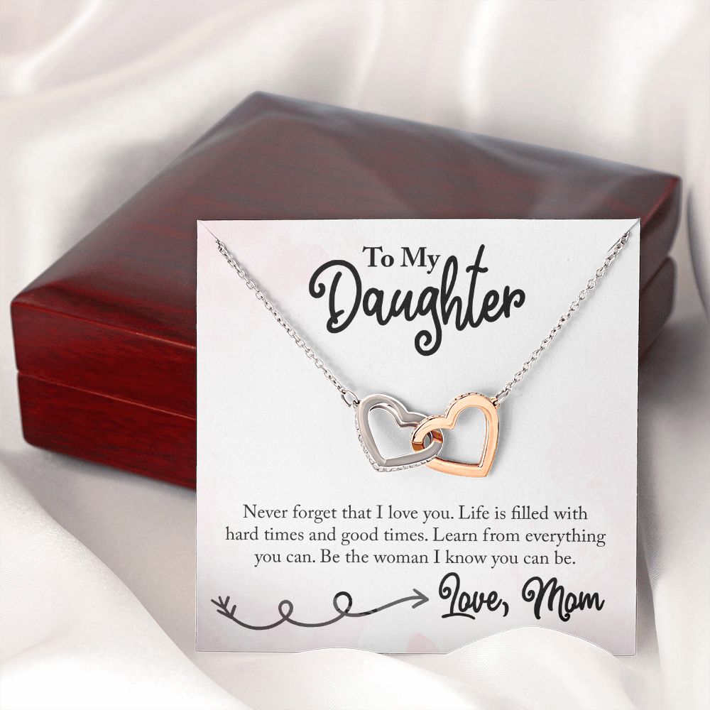 To My Daughter Necklace Pendant Gift From Mom Necklace I Know You Can Be With Message Card Gift Box Gift For To Daughter Daughter In Law On Birthday Anniversary Interlocking Hearts Necklace