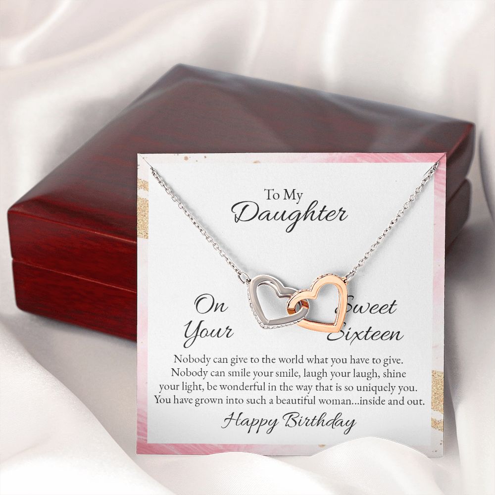 Mother and Daughter Necklace for Girls, To My Daughter Gift Necklace from Mom, Birthday Christmas Gift Graduation Gifts for Daughters, Jewelry Pendant Present for Daughter, Mother Daughter Gift 43 Interlocking Hearts Necklace