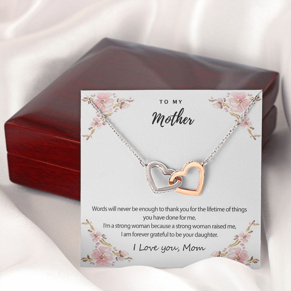 Mom Necklace Gifts for Mom from Daughter to Mom Gifts for Mothers Day from Daughter, To My Mom Necklace from Daughter to Mom Birthday Gifts Necklace with Message Card and Gift Box2226 Interlocking Hearts Necklace