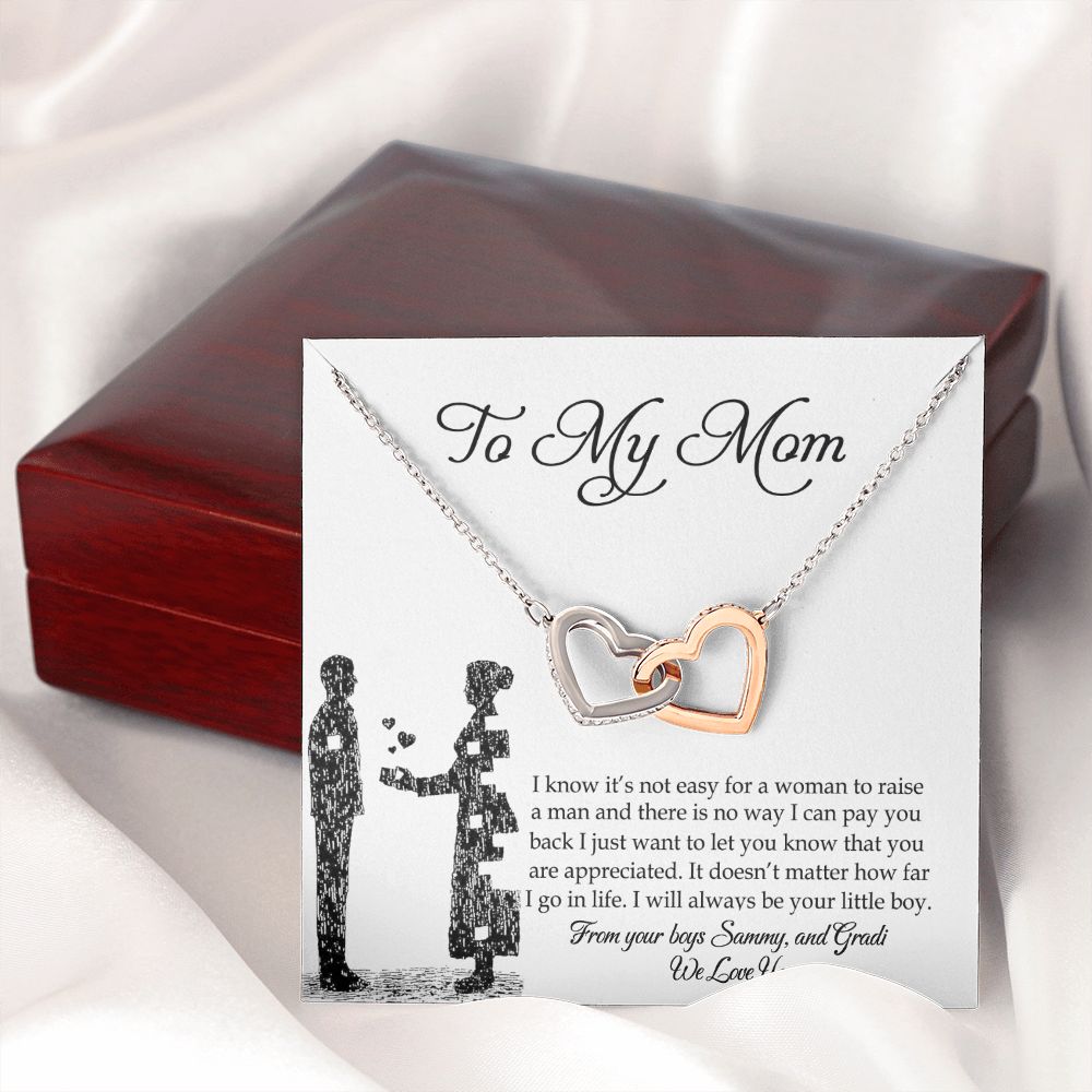 Mom Necklace Gifts for Mom from Daughter to Mom Gifts for Mothers Day from Daughter, To My Mom Necklace from Daughter to Mom Birthday Gifts Necklace with Message Card and Gift Box2 Interlocking Hearts Necklace