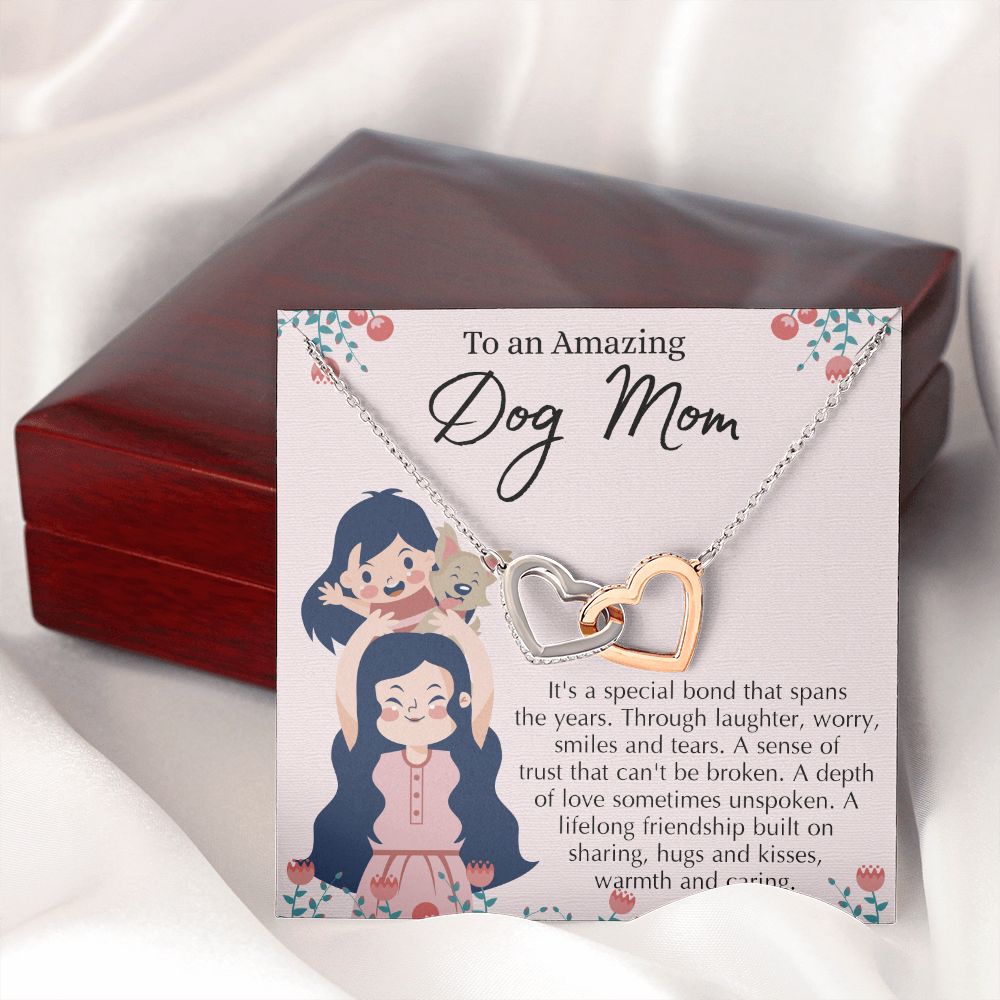 Love Knot Necklace, Dog Mom Gift For Mother's Day, Dog Mom Necklace For Women, Dog Mama Sentimental Gift, Dog Lover Gifts For Her, Unique Interlocking Hearts Necklace