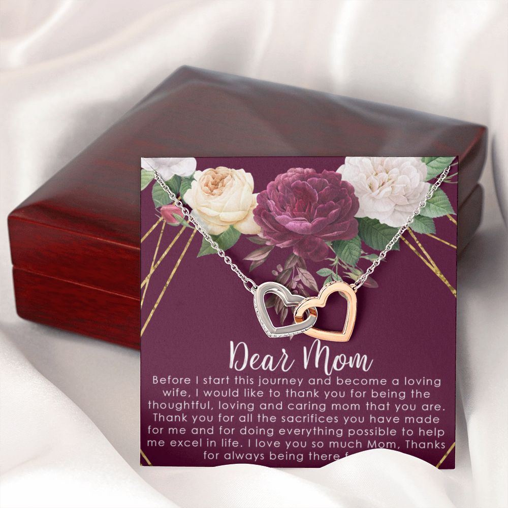 To My Mom Necklace, Gift For Mom, Mother's Day Gift from Daughter, Mom Jewelry Gift for Mothers Day, Birthday Gift for Mother, Moms Gift from Daughter Son, Necklace for Mom Mother2 Interlocking Hearts Necklace